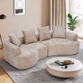 109” Curved Sectional Sofa, Chenille Fabric Modular Cloud Couch, No Assembly Required Half Moon Couch with Deep Seat, 4 Pillows, Champagne